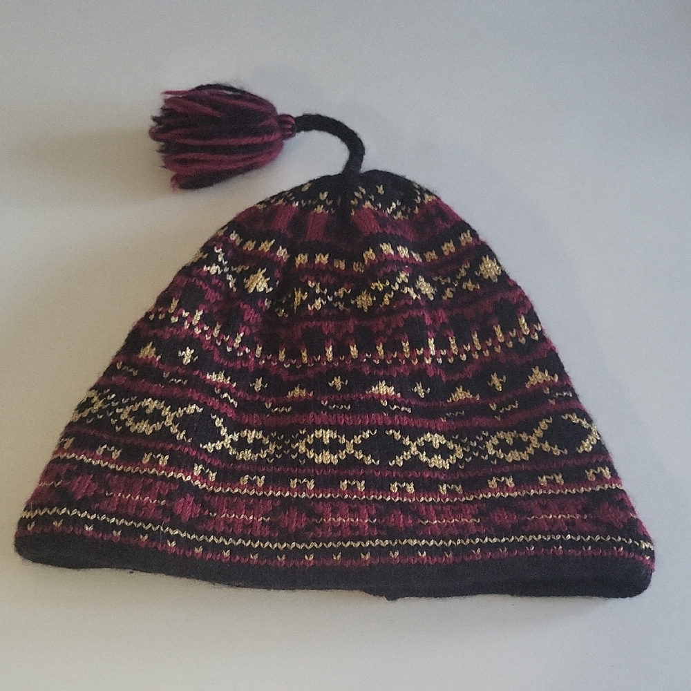 Colorful Knit Beanie with Tassel
